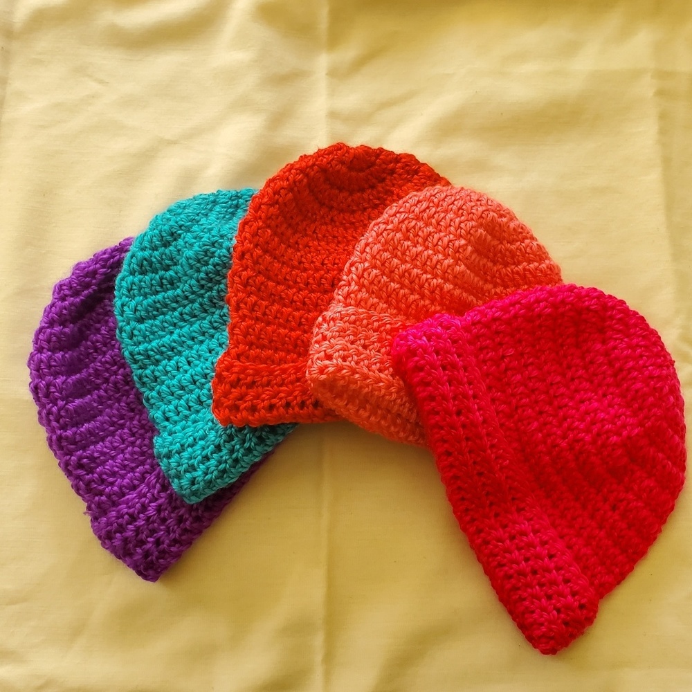 Handmade Set of 5 Baby Girl Hats